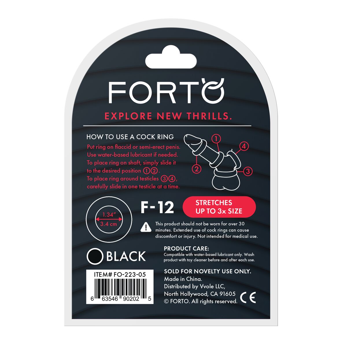 Anneau Pénis Forto Noir Ø 35 mm (Taille unique)