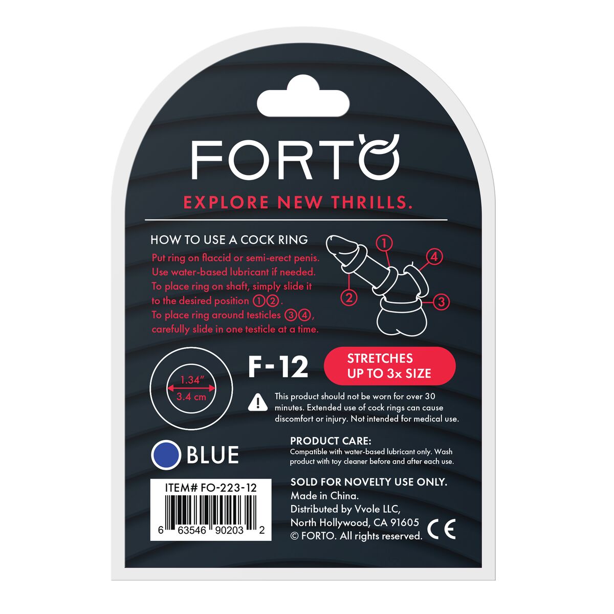 Anneau Pénis Forto Bleu Ø 35 mm (Taille unique)