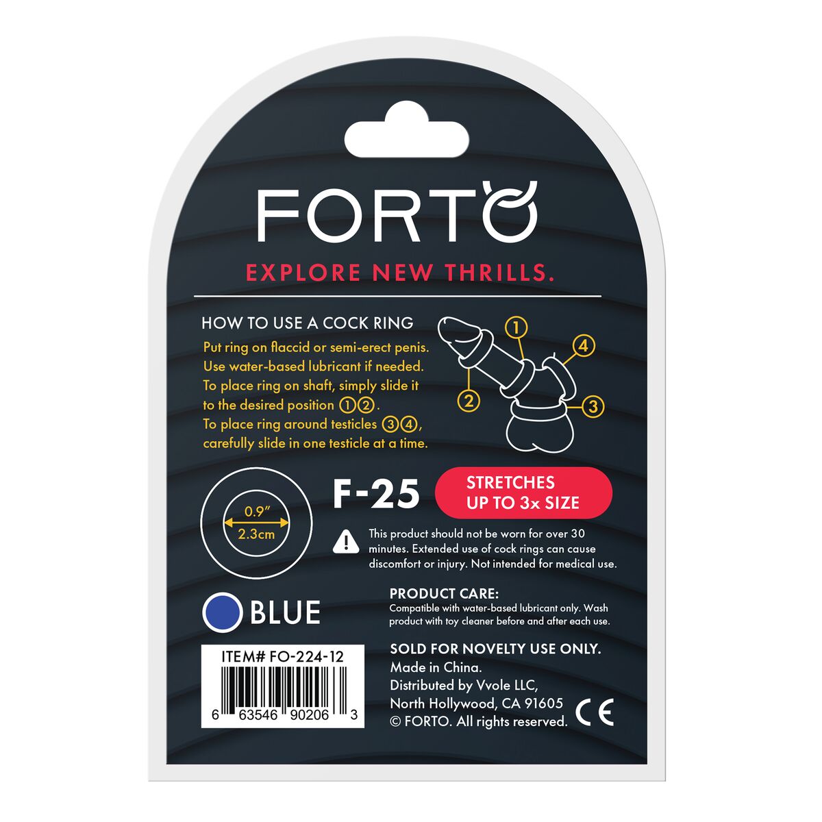 Anneau Pénis Forto Bleu Ø 23 mm