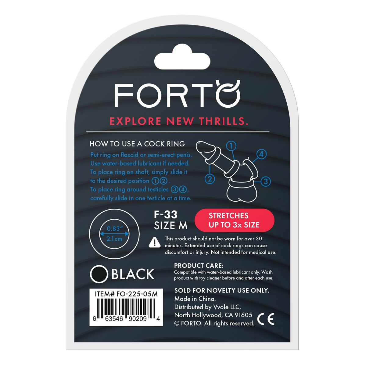 Anneau Pénis Forto Noir M (M) Ø 21 mm