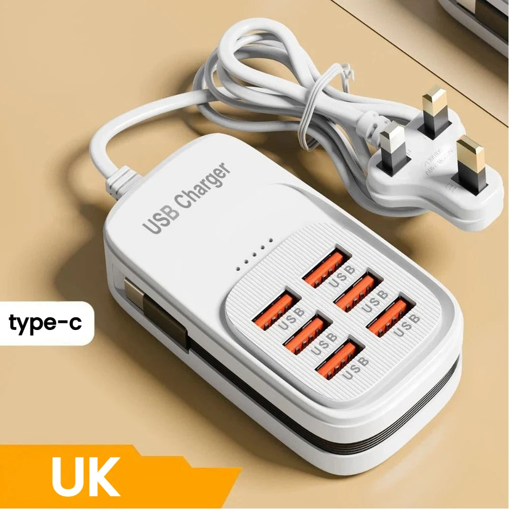 Station de Charge 6 en 1 – 3 Ports USB-C PD & 3 USB