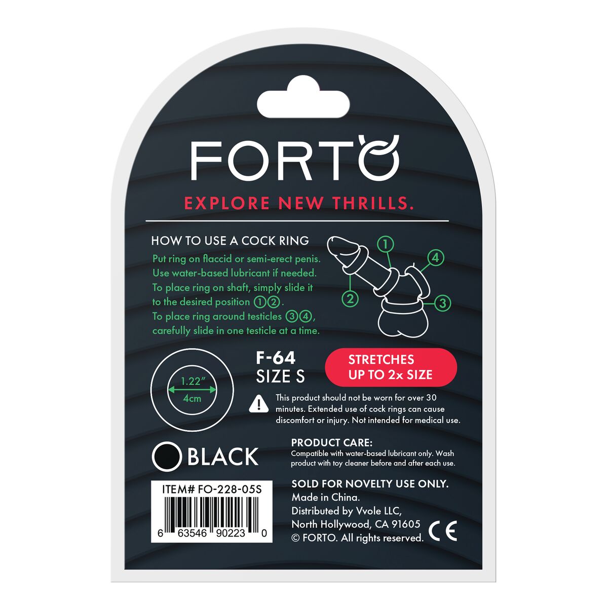 Anneau Pénis Forto Noir S Ø 40 mm