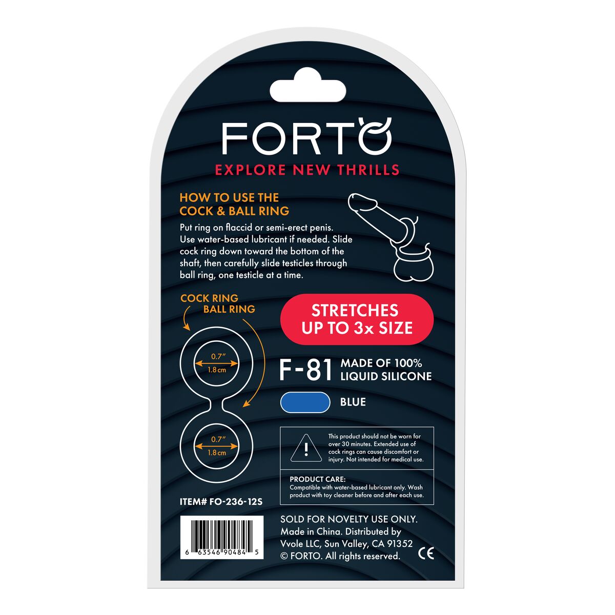 Anneau Pénis Forto Bleu Ø 44 mm (Taille unique)