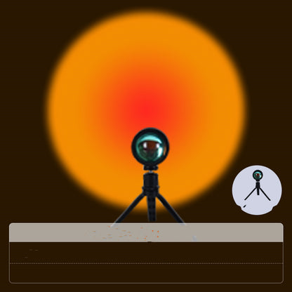 Lampe coucher de soleil projetant un halo lumineux sur le mur