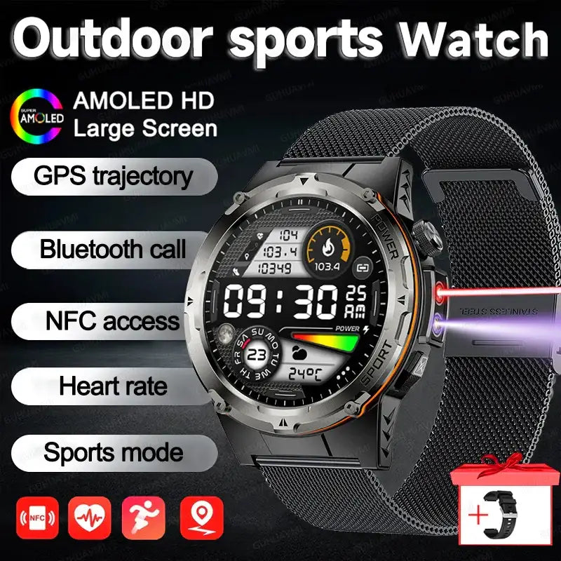 2025 NOUVEAU populaire en plein air GPS tracker sport montre intelligente hommes 500 mAh NFC HD appel IP68 profondeur
