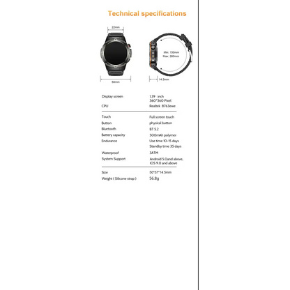 2025 NOUVEAU populaire en plein air GPS tracker sport montre intelligente hommes 500 mAh NFC HD appel IP68 profondeur