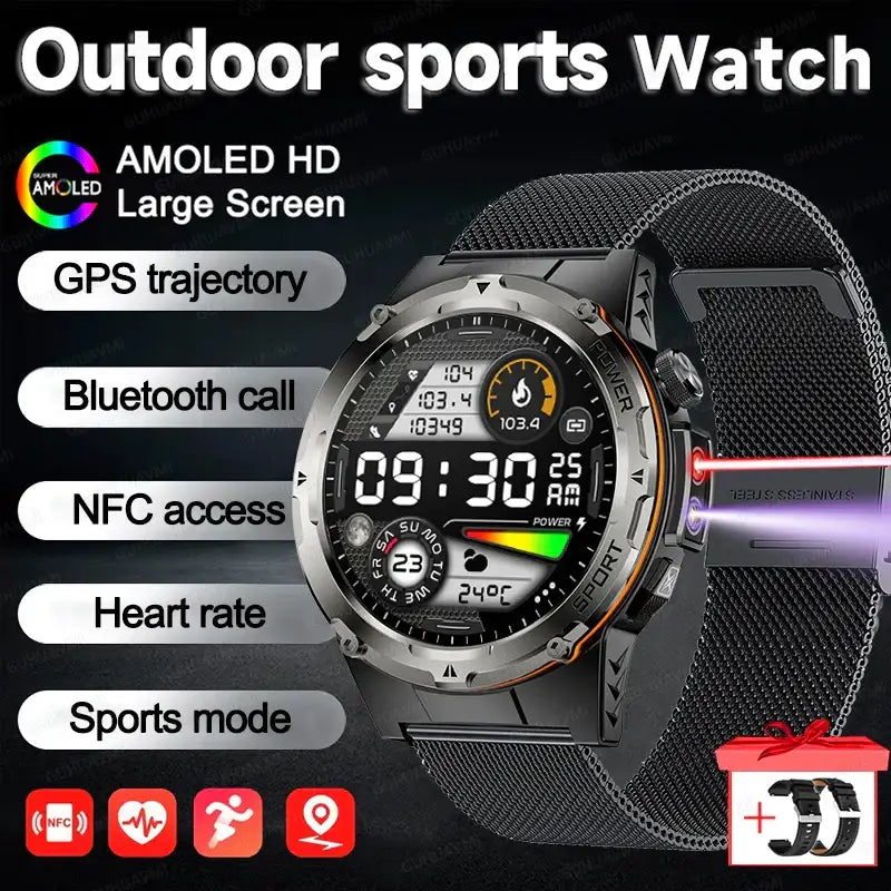 2025 NOUVEAU populaire en plein air GPS tracker sport montre intelligente hommes 500 mAh NFC HD appel IP68 profondeur