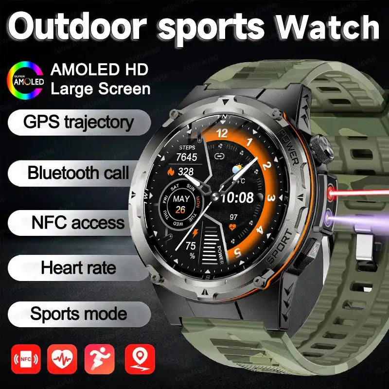 2025 NOUVEAU populaire en plein air GPS tracker sport montre intelligente hommes 500 mAh NFC HD appel IP68 profondeur