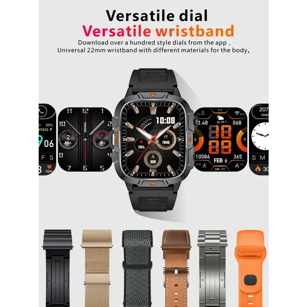 2025 nouveau pour Xiaomi montre intelligente de qualité militaire hommes 1.96 ’écran AMOLED 5ATM étanche sport Fitness