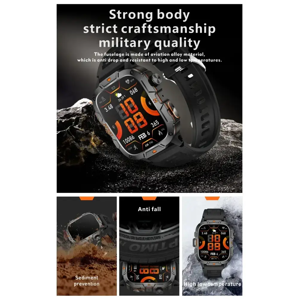 2025 nouveau pour Xiaomi montre intelligente de qualité militaire hommes 1.96 ’écran AMOLED 5ATM étanche sport Fitness