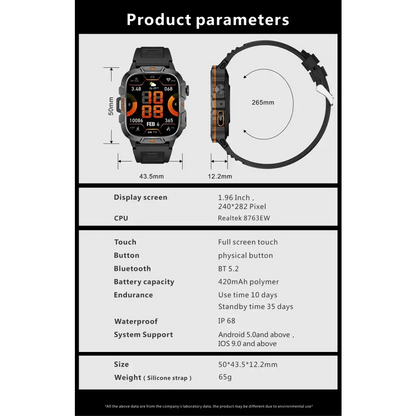 2025 nouveau pour Xiaomi montre intelligente de qualité militaire hommes 1.96 ’écran AMOLED 5ATM étanche sport Fitness