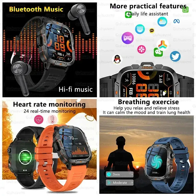 2025 nouveau pour Xiaomi montre intelligente de qualité militaire hommes 1.96 ’écran AMOLED 5ATM étanche sport Fitness