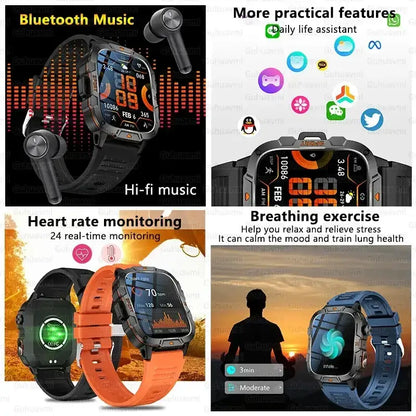 2025 nouveau pour Xiaomi montre intelligente de qualité militaire hommes 1.96 ’écran AMOLED 5ATM étanche sport Fitness