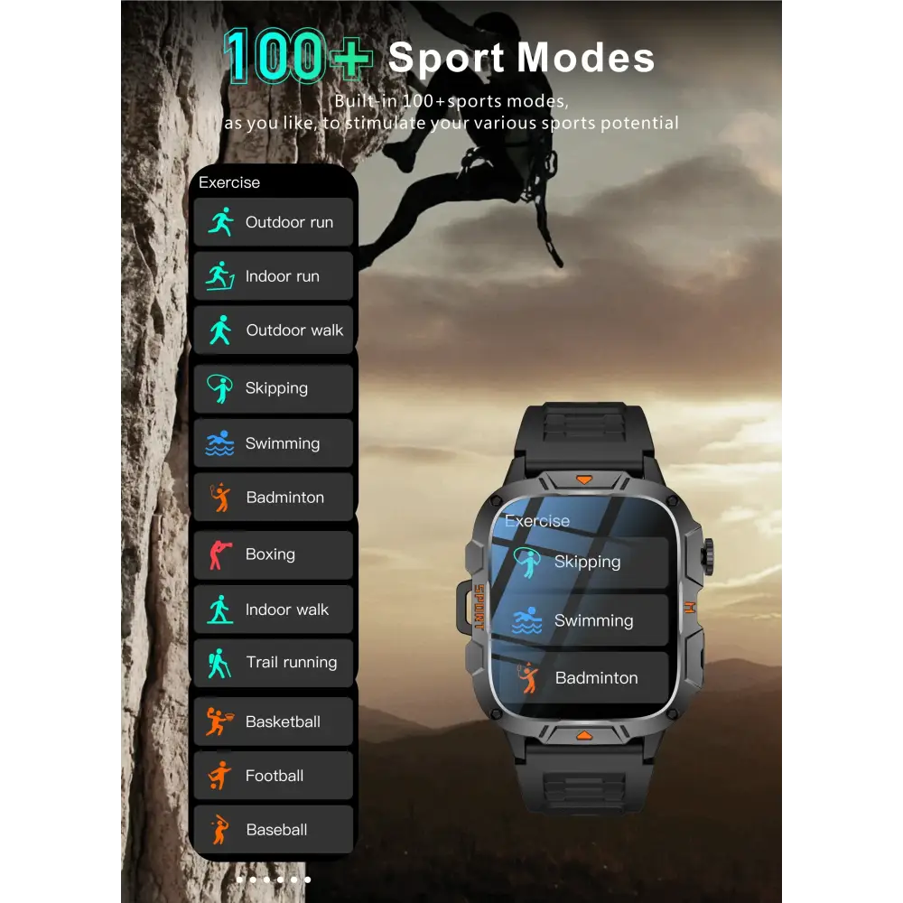 2025 nouveau pour Xiaomi montre intelligente de qualité militaire hommes 1.96 ’écran AMOLED 5ATM étanche sport Fitness