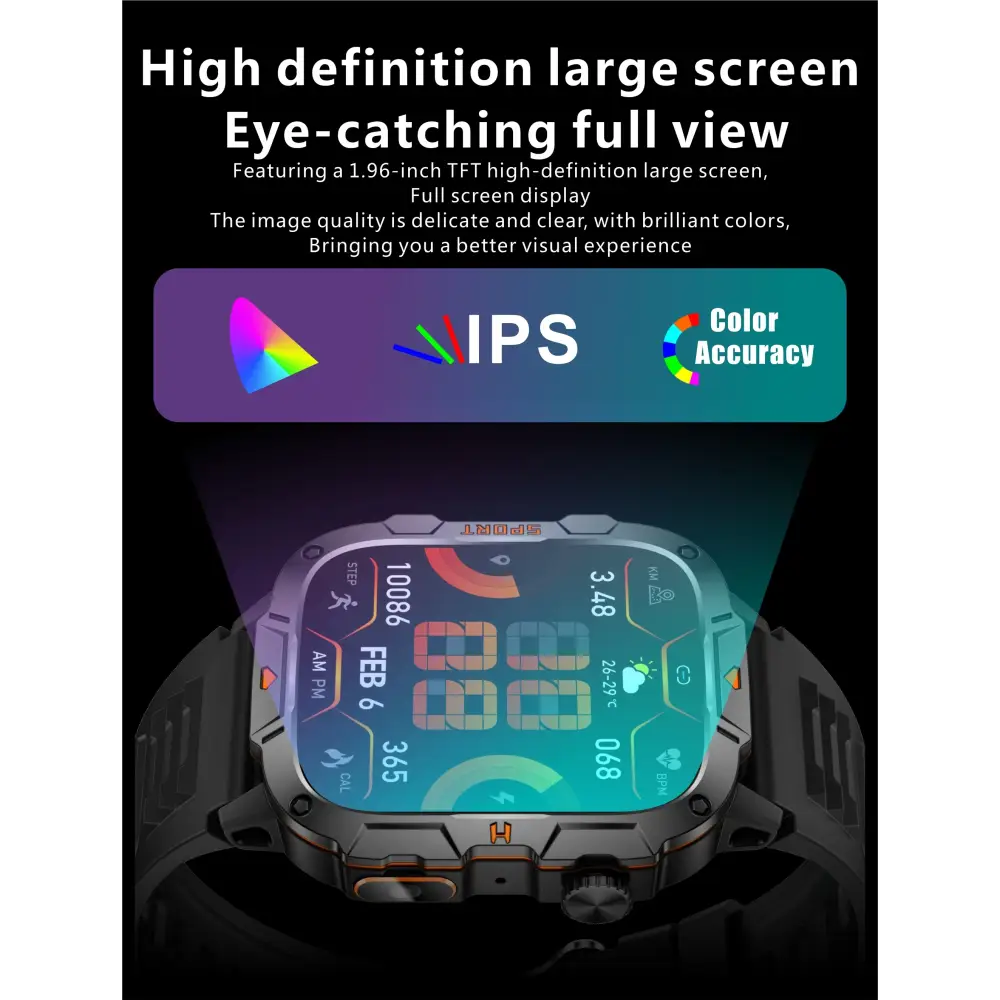 2025 nouveau pour Xiaomi montre intelligente de qualité militaire hommes 1.96 ’écran AMOLED 5ATM étanche sport Fitness