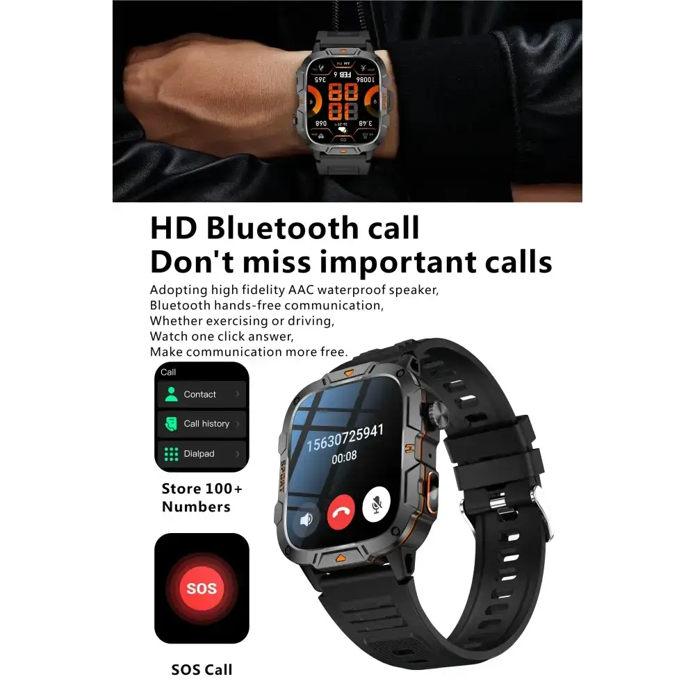 2025 nouveau pour Xiaomi montre intelligente de qualité militaire hommes 1.96 ’écran AMOLED 5ATM étanche sport Fitness