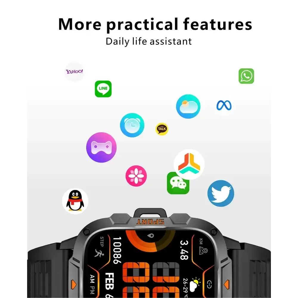2025 nouveau pour Xiaomi montre intelligente de qualité militaire hommes 1.96 ’écran AMOLED 5ATM étanche sport Fitness