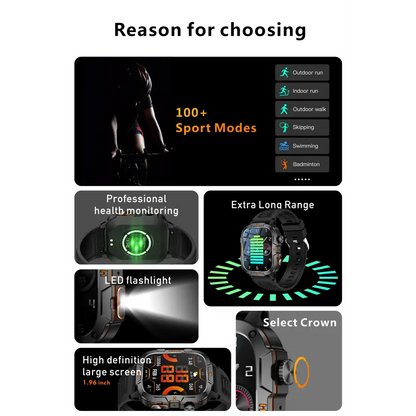 2025 nouveau pour Xiaomi montre intelligente de qualité militaire hommes 1.96 ’écran AMOLED 5ATM étanche sport Fitness