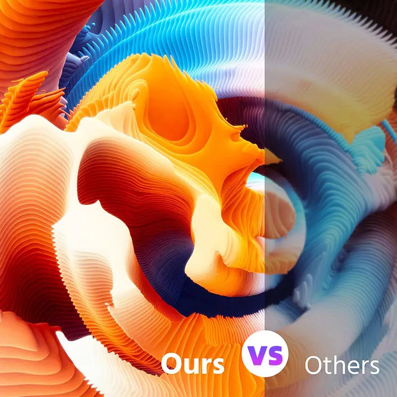 Sculpture abstraite vibrante en orange, bleu et blanc pour projecteur portable HD sans fil