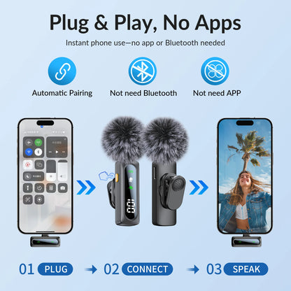 Micro-Cravate Sans Fil Lightning & USB-C – Réduction de Bruit, 14 h d'Autonomie