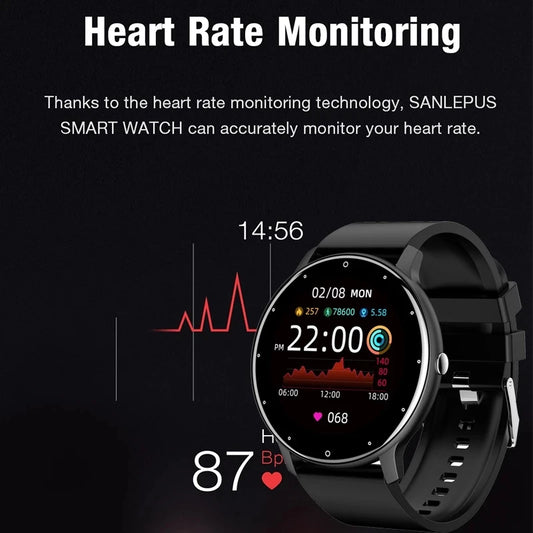 Montre Connectée Ronde Écran Tactile 1,28" – Suivi Sport & Sommeil, Notifications, IP67