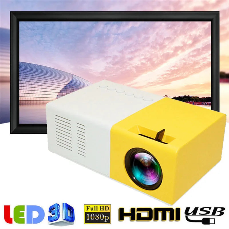Projecteur portable YG300 compact blanc et jaune LED pour cinéma maison