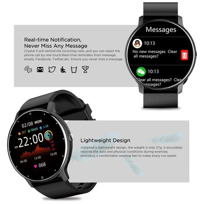 Montre Connectée Ronde Écran Tactile 1,28" – Suivi Sport & Sommeil, Notifications, IP67