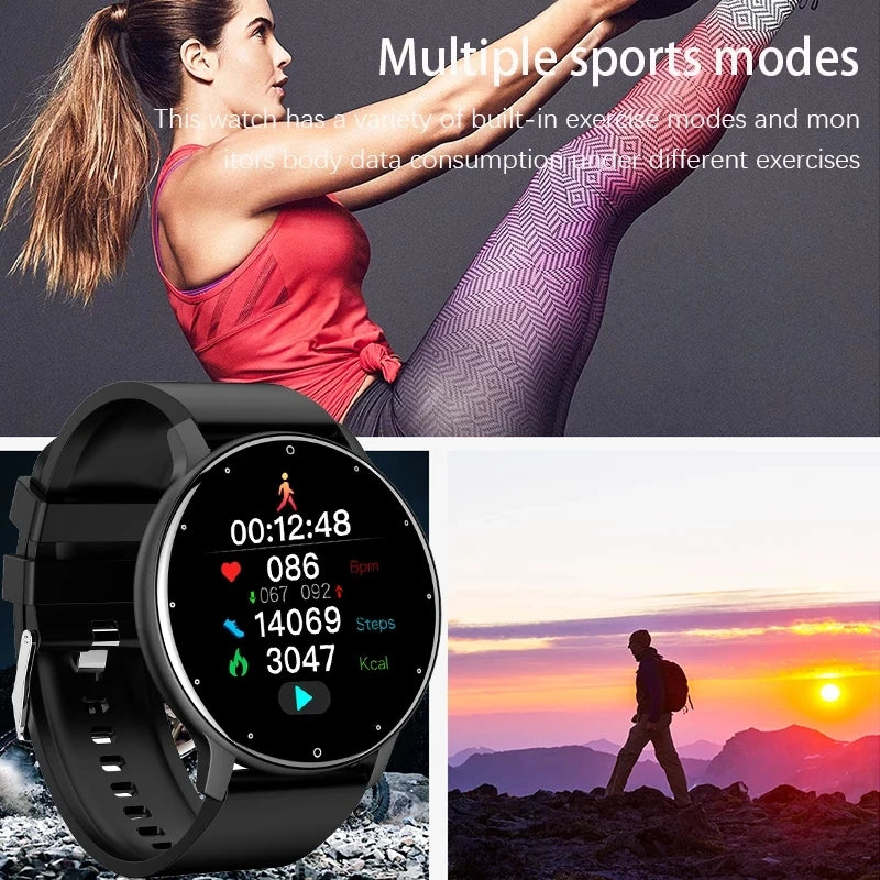 Montre Connectée Ronde Écran Tactile 1,28" – Suivi Sport & Sommeil, Notifications, IP67