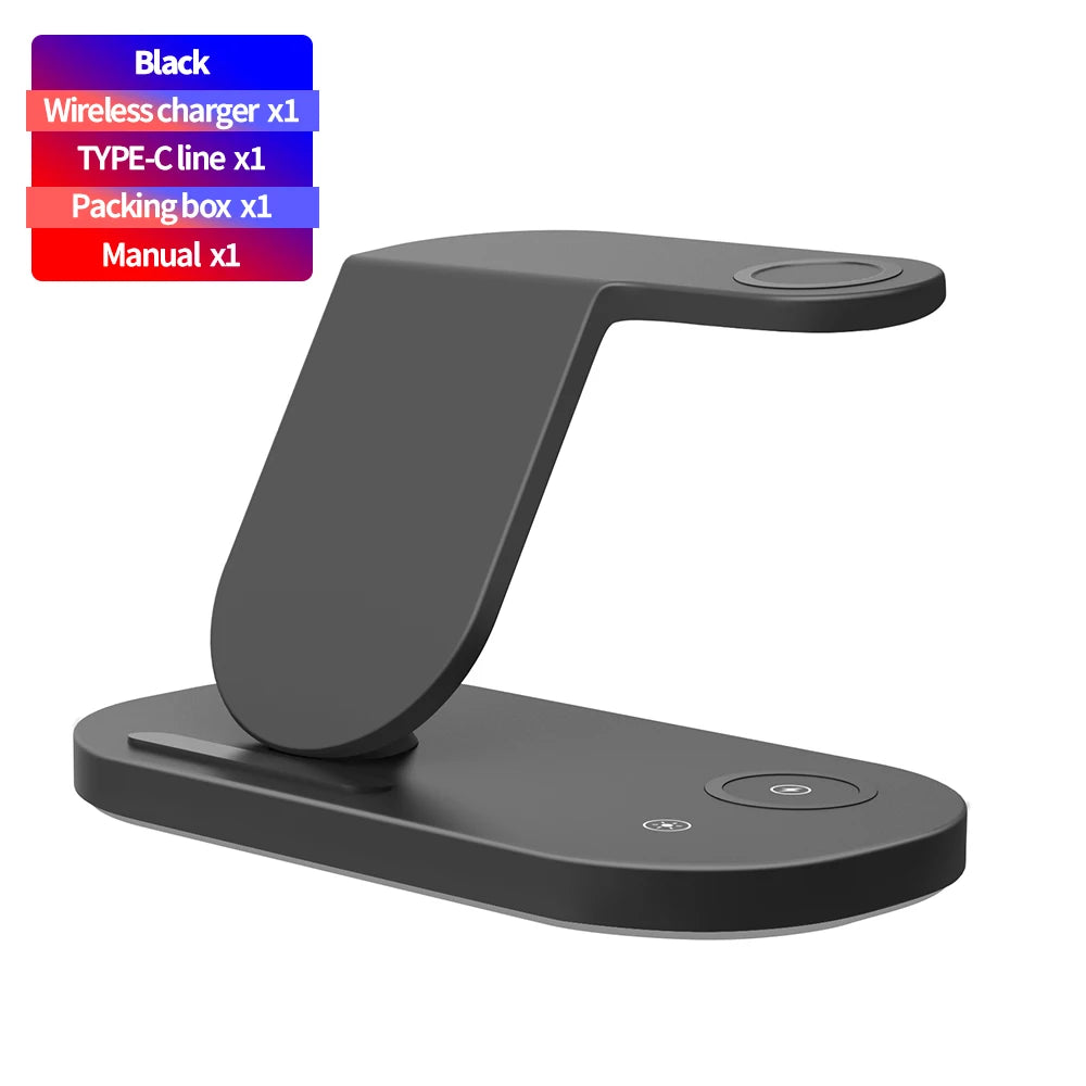 Station de charge sans fil 3 en 1 15W, support de charge rapide pour Samsung Galaxy Watch 4, iPhone 14 13 12 Huawei, Airpods 2
