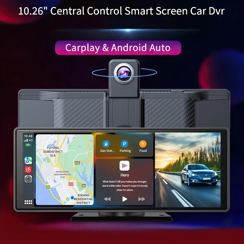 Écran tactile 10,26’’ DVR voiture avec Android Auto, CarPlay et caméra 4K 360°