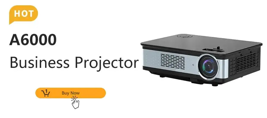 Mini projecteur A2000 noir et argent, design rectangulaire élégant avec grilles de ventilation.