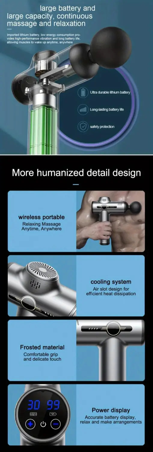 Pistolet de Massage Portable à vibrations pour Fascia pour le corps le cou le dos Relaxation musculaire profonde