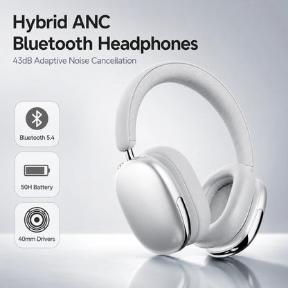 Casque Sans Fil Réduction de Bruit Active Hybride – 50 h d'Autonomie, Bluetooth 5.4