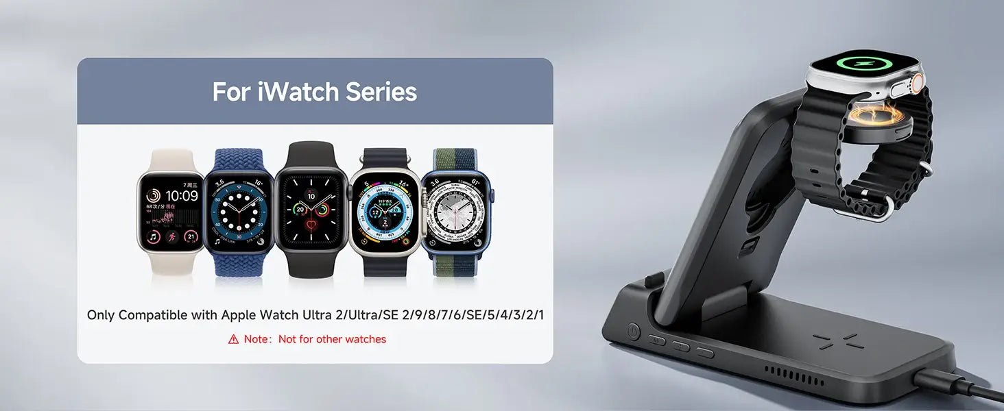 SwanScout 703A chargeur sans fil pour iPhone 17 16 15 14 Station de charge pour Apple Watch 11 10 9 Ultra 3 SE 2