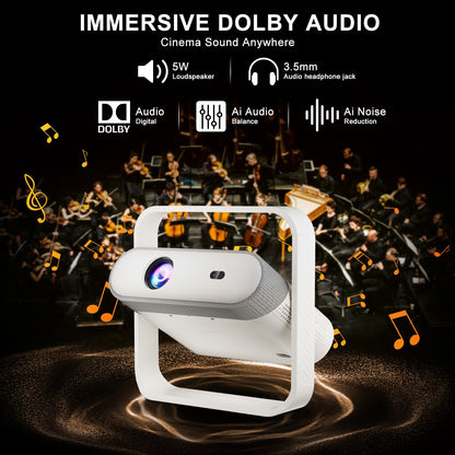 Vidéoprojecteur Ultra-Fin Full HD 1080P – Autofocus, Son Dolby Audio, WiFi 6, HDR10