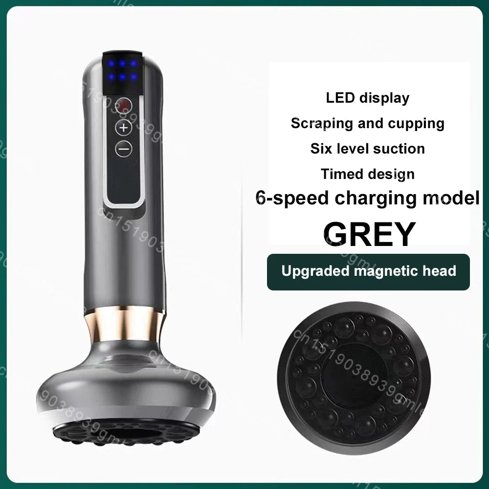 Appareil de massage multifonctionnel gris avec tête magnétique à 6 niveaux de succion