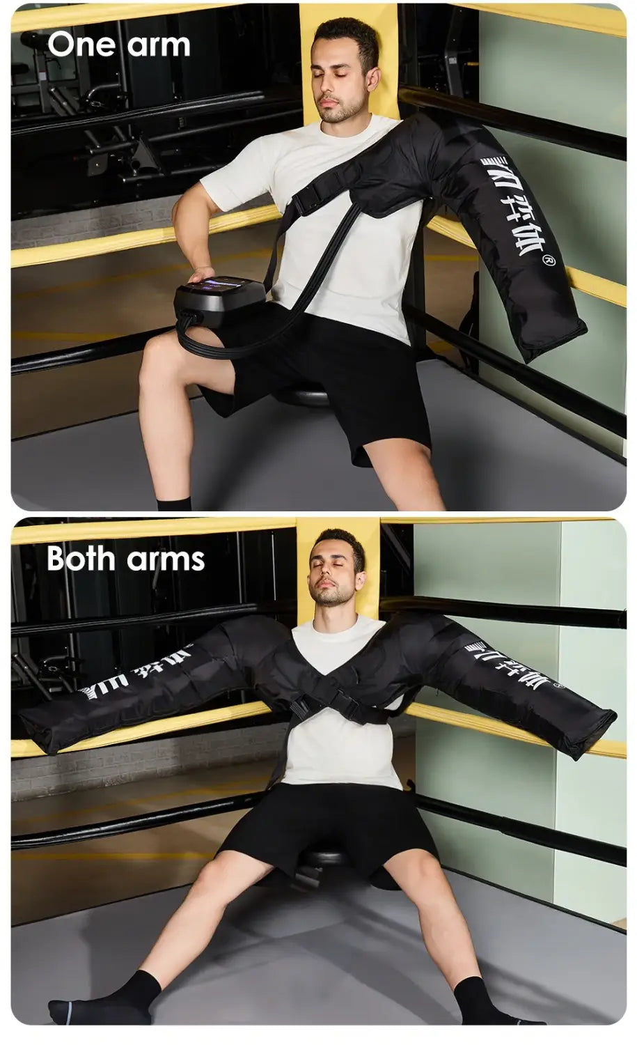 Manches de compression gonflables noires YITI avec caractères chinois, 8 chambres jambes corps entier