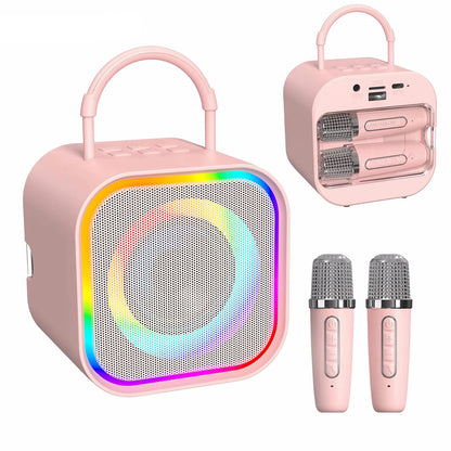Enceinte Karaoké Bluetooth avec 2 Micros Sans Fil – Effets de Voix, Lumières LED