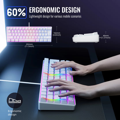 Clavier gaming compact 60% RGB – vue 3