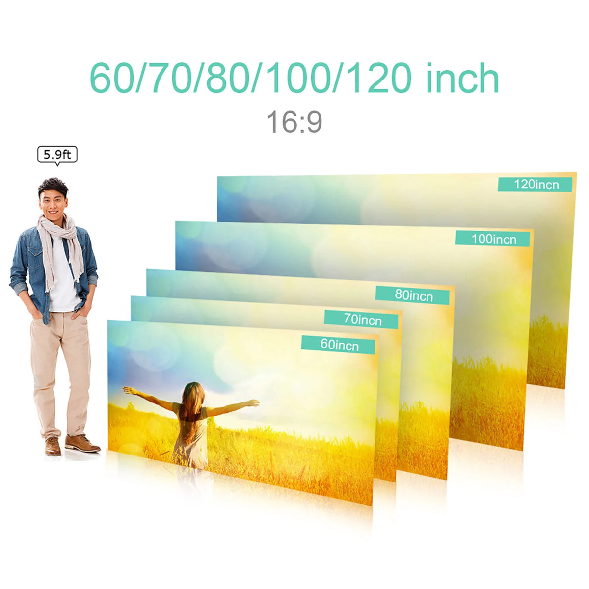 Écran de projection portable pour intérieur et extérieur