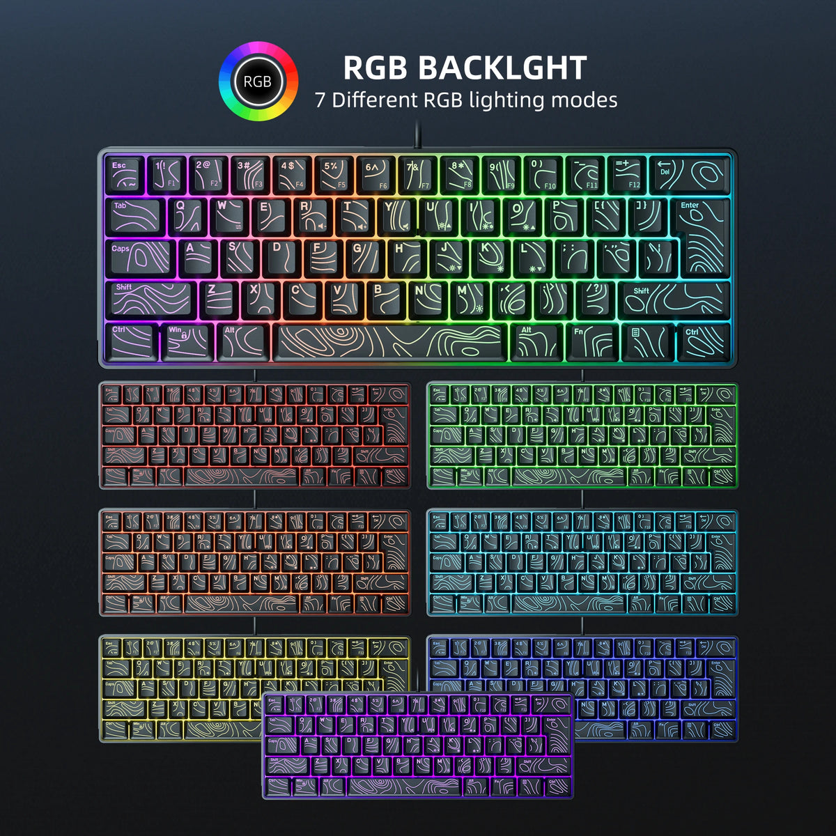 Clavier Gaming Compact 60% RGB – Format Mini