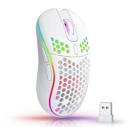 Souris gaming sans fil RGB design nid d'abeille