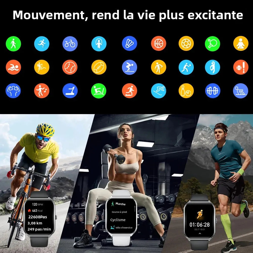 Montre Connectée Ultra-Fine Écran AMOLED 1,96" – Affichage Permanent, Bracelet au Choix