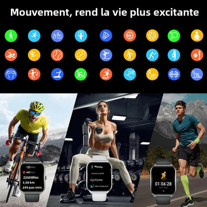 Montre Connectée Ultra-Fine Écran AMOLED 1,96" – Affichage Permanent, Bracelet au Choix