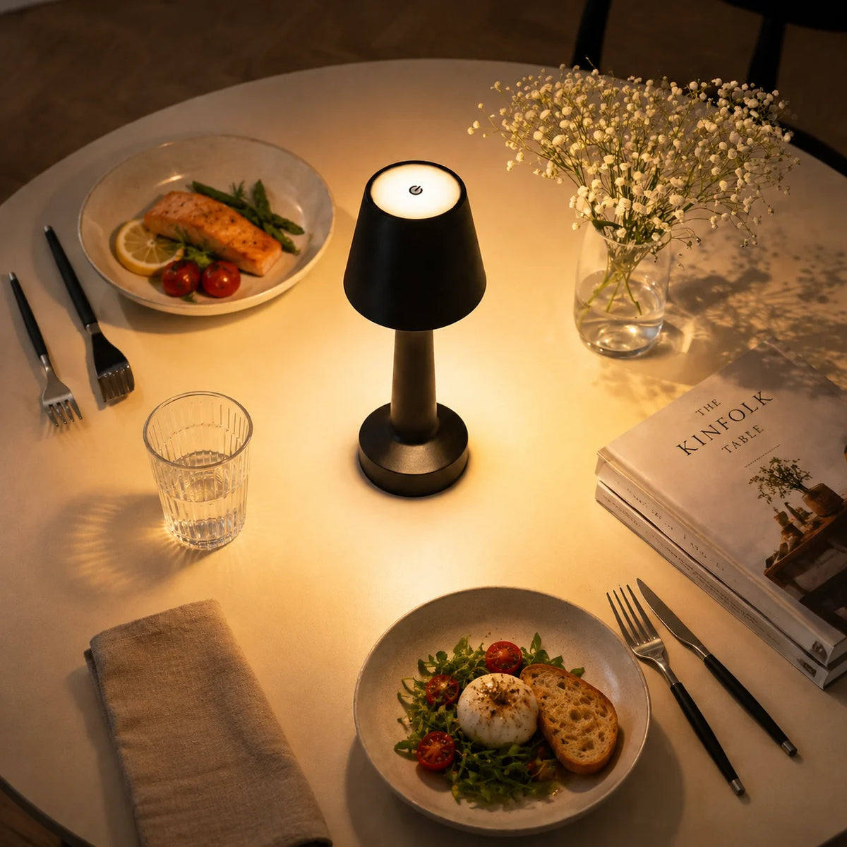 Lampe champignon tactile allumée