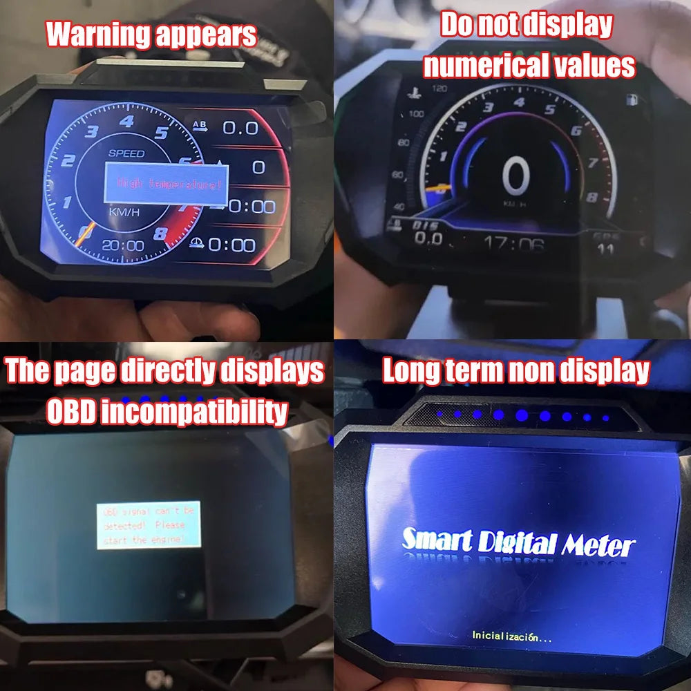 Écran HUD GPS P24 noir pour conduite unique, plug and play avec alertes OBD