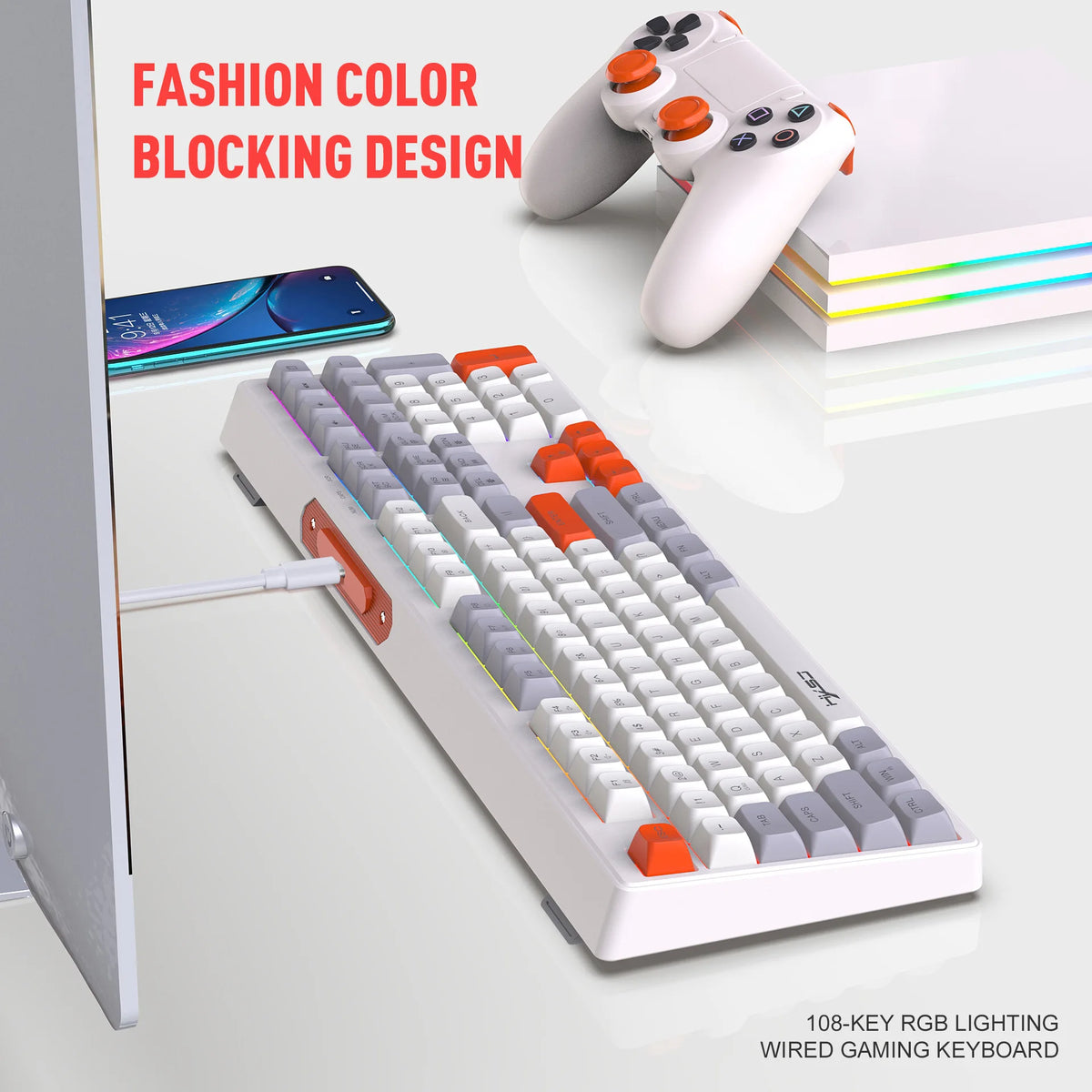 Clavier Gaming 108 Touches RGB – Rétroéclairage Réglable
