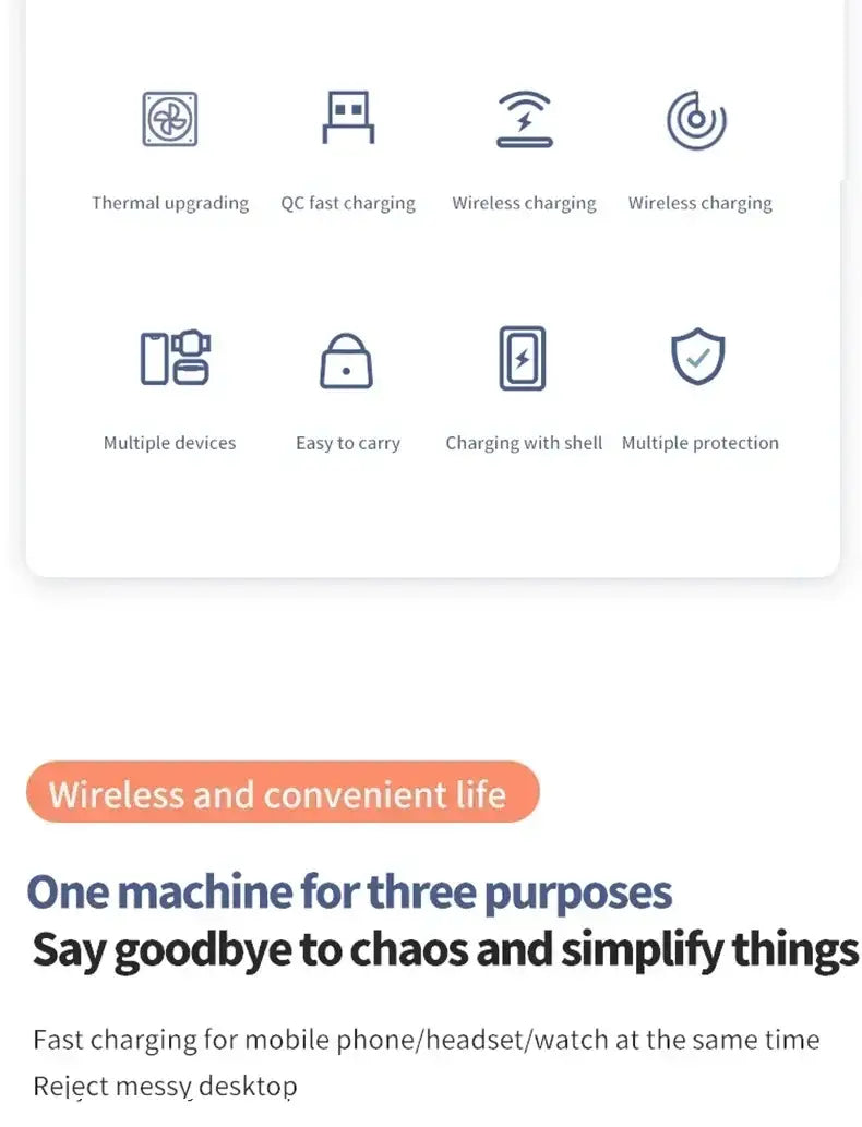 VIKEFON 30W 3 en 1 support de chargeur sans fil pour téléphones Samsung S23 S22 Galaxy Watch 7 8 9 Airpods Pro Station