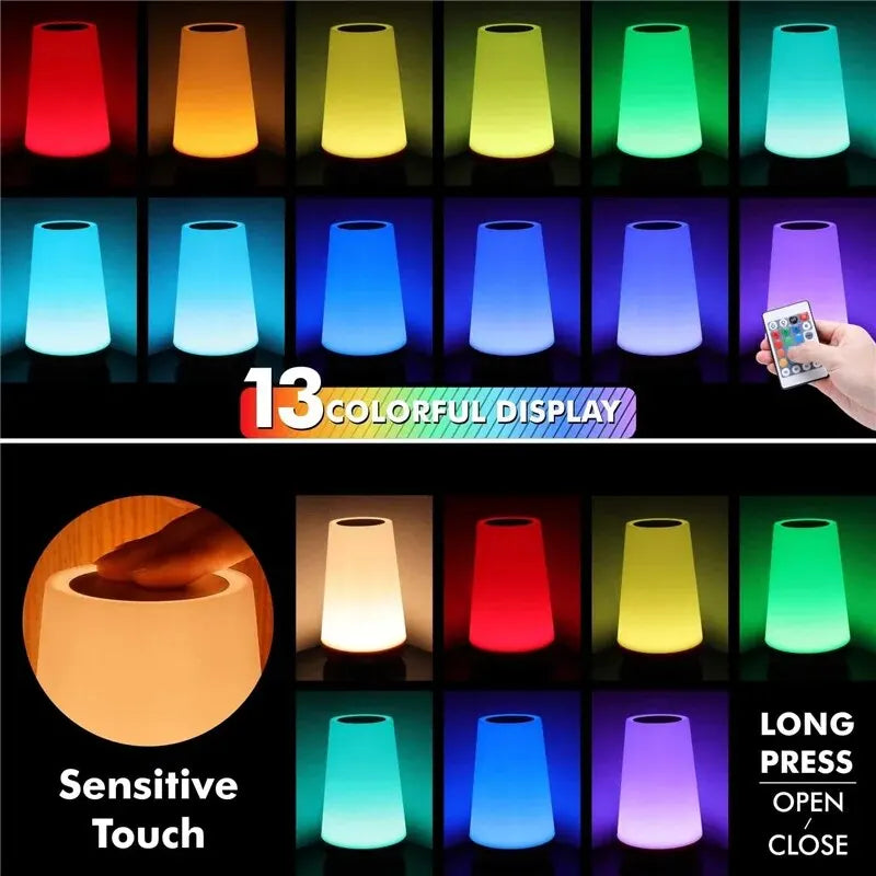 Lampe de chevet tactile RGB 13 couleurs sans fil – vue 3