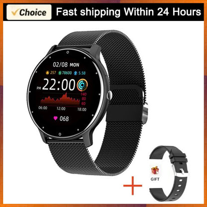 Montre Connectée Ronde Écran Tactile 1,28" – Suivi Sport & Sommeil, Notifications, IP67